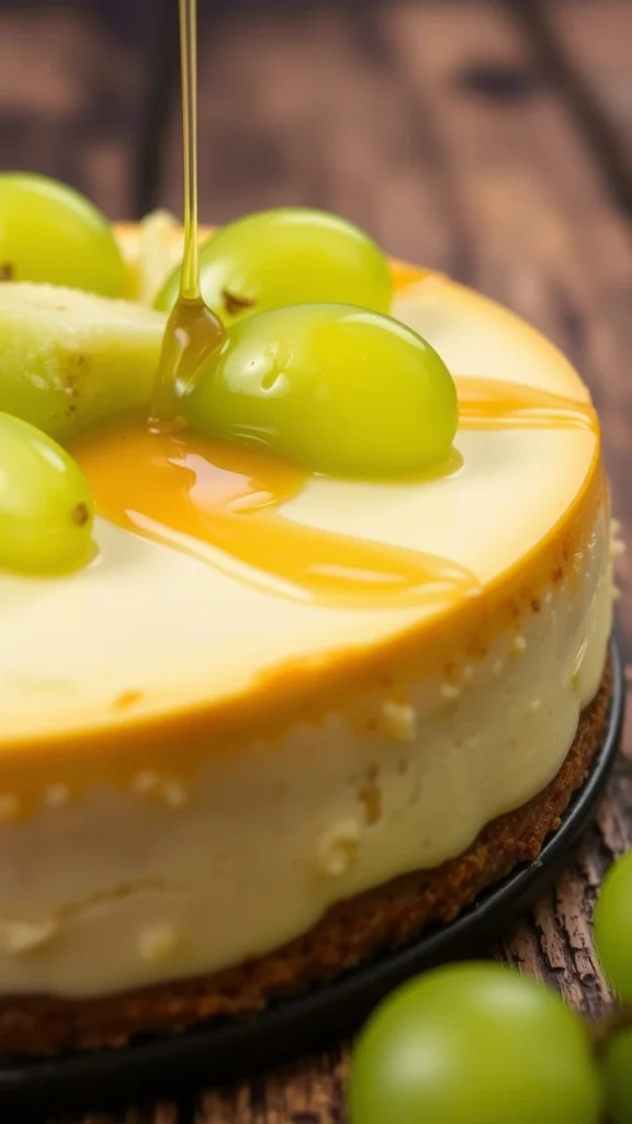 Tarta de queso con uvas verdes