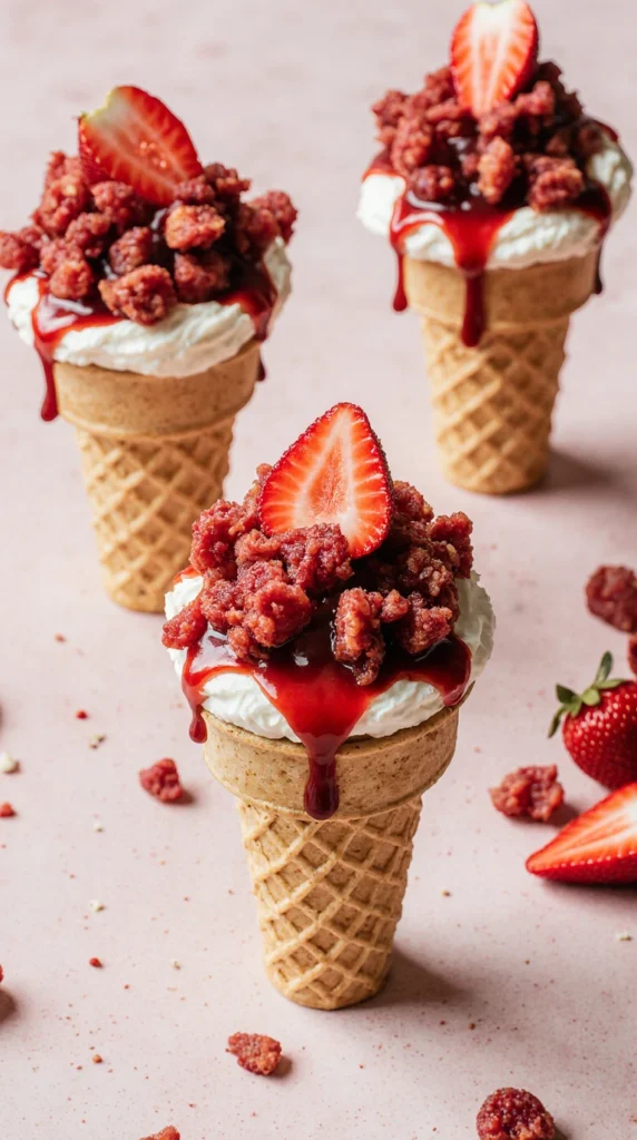 Strawberry Crunch Cones
