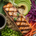 Grilled Salmon Bowl with Avocado and Rice
